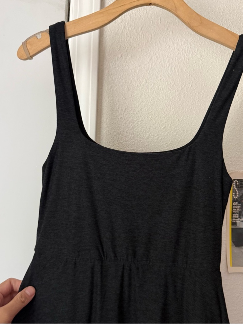 BEYOND YOGA charcoal dark grey washed black athletic space dye square midi dress - Picture 2 of 7